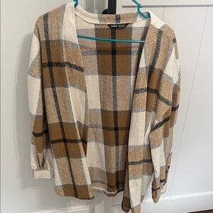 Plaid Open Front Cardigan